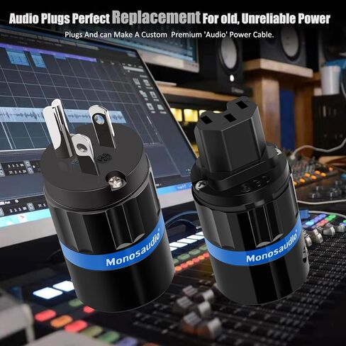 Monosaudio HiFi Power Plug Pure Copper 15A/125V 10A/250V IEC C13/C15 Power Connector Hi-end Audio Power Plug for DIY Audiophile Power Cord HiFi Audio AC Power Cable(Gold Plated)（M104G/F104G） in Saudi Arabia