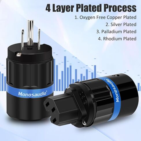 Monosaudio HiFi Power Plug Pure Copper 15A/125V 10A/250V IEC C13/C15 Power Connector Hi-end Audio Power Plug for DIY Audiophile Power Cord HiFi Audio AC Power Cable(Gold Plated)（M104G/F104G） in Saudi Arabia