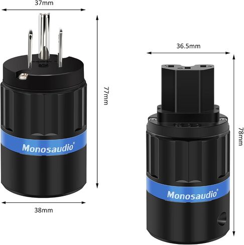 Monosaudio HiFi Power Plug Pure Copper 15A/125V 10A/250V IEC C13/C15 Power Connector Hi-end Audio Power Plug for DIY Audiophile Power Cord HiFi Audio AC Power Cable(Gold Plated)（M104G/F104G） in Saudi Arabia