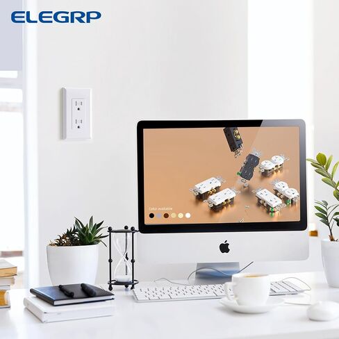 مقبس حائط كهربائي أبيض مقاوم للعبث بقدرة 15 أمبير من ELEGRP، 125 فولت، مدرج في قائمة UL، 20 حزمة in Kuwait