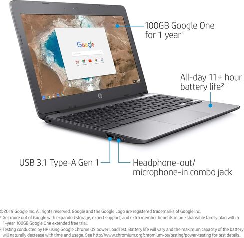 HP Chromebook with Gemini-AI Chrome OS | 14" HD Screen | 4GB RAM | 64GB eMMC & 64GB Card & 128GB Portable SSD | Intel Celeron CPU | Webcam | USB-C | Wi-Fi | Ultra Light | Long Battery Life| RK Bundle in Saudi Arabia