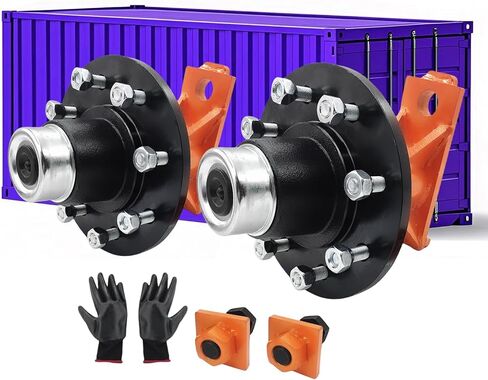 Shipping Container Wheels 5-Lug Wheels Kit Upgrade Wider and Thicker Steel Plate, Moves 20ft.-40ft. Shipping Container, Heavy-Duty Shipping Container Axles with Tool Gloves (Black 5 Lugx3.5) in Kuwait