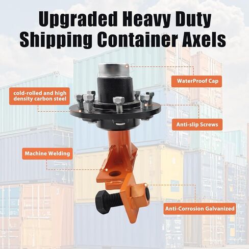 Shipping Container Wheels 5-Lug Wheels Kit Upgrade Wider and Thicker Steel Plate, Moves 20ft.-40ft. Shipping Container, Heavy-Duty Shipping Container Axles with Tool Gloves (Black 5 Lugx3.5) in Kuwait