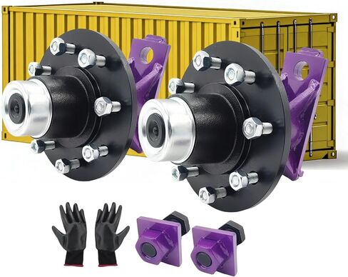Shipping Container Wheels 5-Lug Wheels Kit Upgrade Wider and Thicker Steel Plate, Moves 20ft.-40ft. Shipping Container, Heavy-Duty Shipping Container Axles with Tool Gloves (Black 5 Lugx3.5) in Kuwait