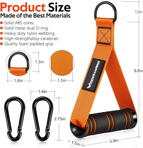 RENRANRING Gym Exercise Handles, Replacement Handle Attachments for Cable Machine Pulleys, Resistance Band and Strength Trainer, Pull Down Workout Accessories, Home Gym Add On Equipment in Kuwait