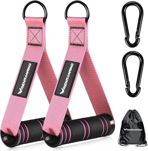 RENRANRING Gym Exercise Handles, Replacement Handle Attachments for Cable Machine Pulleys, Resistance Band and Strength Trainer, Pull Down Workout Accessories, Home Gym Add On Equipment in Kuwait