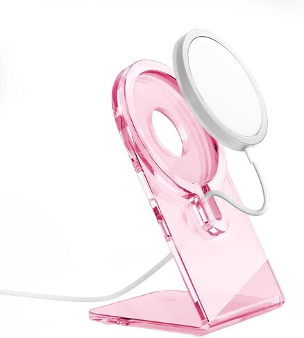 Acrylic Compatible with magsafe Charger Stand，Clear Phone Holder for iPhone 16/15/15 Pro/14/13/12 Series, Compatible with magsafe Desk Stand Accessories[MagSafe Charger Not Included] (Pink) in Saudi Arabia