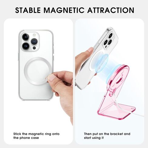 Acrylic Compatible with magsafe Charger Stand，Clear Phone Holder for iPhone 16/15/15 Pro/14/13/12 Series, Compatible with magsafe Desk Stand Accessories[MagSafe Charger Not Included] (Pink) in Saudi Arabia