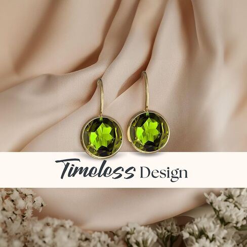 14k Solid Yellow Gold White Opal 8mm Gemstone Dangle Earrings, Dainty Opal Gemstones Earrings, Bridal Handmade Wedding Jewelry Gift for Brides, Graduation Gift in Kuwait