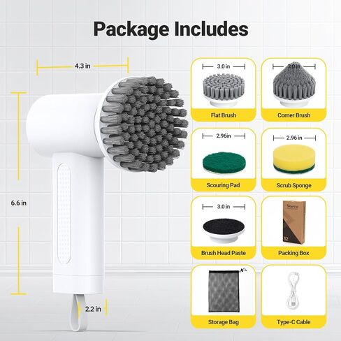 Electric Spin Scrubber, 2000 mAh Cordless Power Scrubber with 4 Replaceable Heads, 2 Speeds Portable Handheld Spin Scrubber for Cleaning Sink/Stove/Corner/Tile/Grout/Bowl (Black) in Kuwait