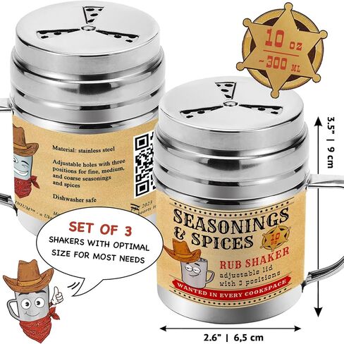 Cusinium 14 أوقية التوابل التوابل Shaker - BBQ Dry Rub Shaker - تجريف للطبخ مع غطاء قابل للتعديل على طراز المروحة ومقبض in Kuwait