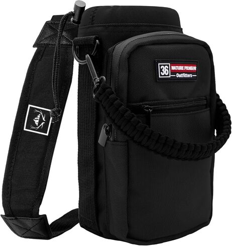 NATURE PIONEOR Water Bottle Carrier with Adjustable Strap - Insulated Sleeve Pouch Water Bottle Holder Bag with Paracord Handle & 2 Storage Pockets for 18/24/25/26/32/36/40/46oz, Hiking, Camping, Gym in Kuwait