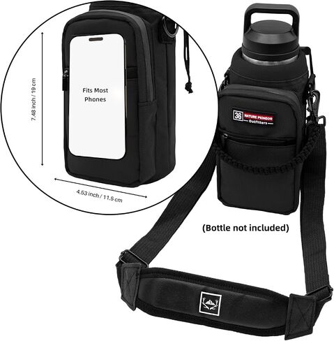 NATURE PIONEOR Water Bottle Carrier with Adjustable Strap - Insulated Sleeve Pouch Water Bottle Holder Bag with Paracord Handle & 2 Storage Pockets for 18/24/25/26/32/36/40/46oz, Hiking, Camping, Gym in Kuwait