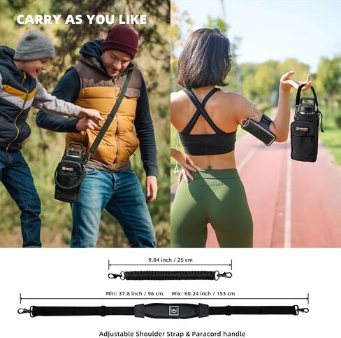 NATURE PIONEOR Water Bottle Carrier with Adjustable Strap - Insulated Sleeve Pouch Water Bottle Holder Bag with Paracord Handle & 2 Storage Pockets for 18/24/25/26/32/36/40/46oz, Hiking, Camping, Gym in Kuwait