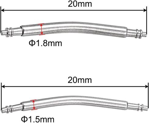 uxcell 22mm pring spring bar pins 1.5mm 1.8mm dia diat stefles Stainless Steeld -Head Watch Band Link Pin 20pcs in Saudi Arabia