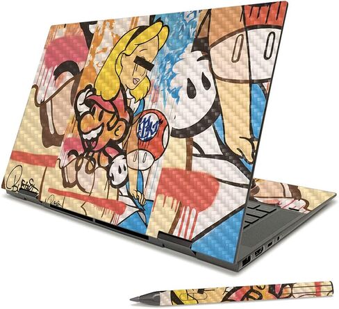 MightySkins Carbon Fiber Skin Compatible with HP Envy x360 15" (2021) - Cartoon Mania | Protective, Durable Textured Carbon Fiber Finish | Easy to Apply | Made in The USA in Saudi Arabia