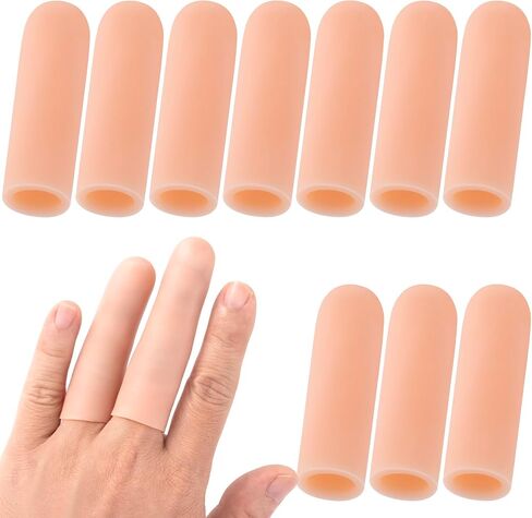 10 PCS Gel Finger Sleeve Protectors, Silicone Finger Support, Finger Sleeves for Arthritis, Hands Cracking, Blisters - Skin Color in Kuwait
