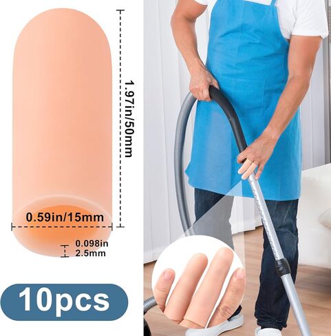 10 PCS Gel Finger Sleeve Protectors, Silicone Finger Support, Finger Sleeves for Arthritis, Hands Cracking, Blisters - Skin Color in Kuwait