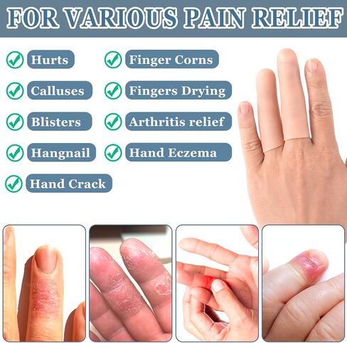 10 PCS Gel Finger Sleeve Protectors, Silicone Finger Support, Finger Sleeves for Arthritis, Hands Cracking, Blisters - Skin Color in Kuwait