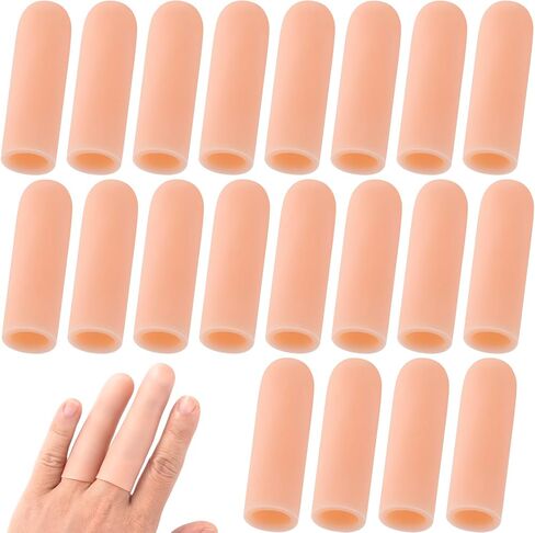 10 PCS Gel Finger Sleeve Protectors, Silicone Finger Support, Finger Sleeves for Arthritis, Hands Cracking, Blisters - Skin Color in Kuwait