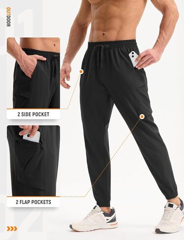 سروال المشي لمسافات طويلة للرجال خفيفة الوزن الجافة الجافة مع الجيوب سراويل البضائع in Kuwait