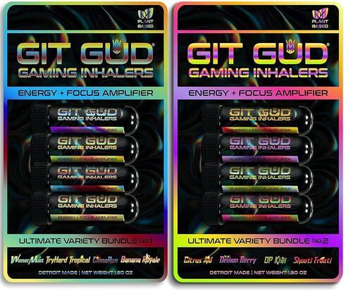 GIT GUD Refreshing Aroma Stick (4 Pack) | Powerful Aromatherapy | Essential Oil Peppermint Mint Blend | Ultimate Variety No. 1 | Wintergreen, Tropical, Cinnamon, Banana in Saudi Arabia