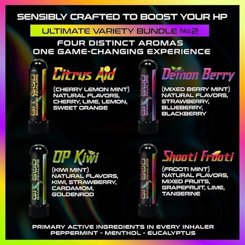GIT GUD Refreshing Aroma Stick (4 Pack) | Powerful Aromatherapy | Essential Oil Peppermint Mint Blend | Ultimate Variety No. 1 | Wintergreen, Tropical, Cinnamon, Banana in Saudi Arabia