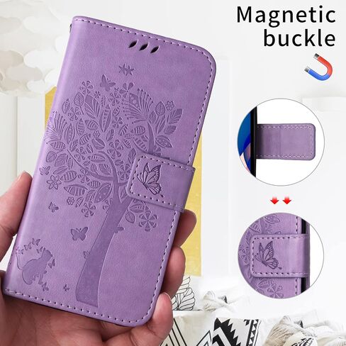 لـ Google Pixel 9 Pro XL Case Wallet للنساء ، زهور Pu Leather Tree Cat Slots Slots Strap Card Pocket Kickstand Flip Protection Phone Cover for Google Pixel 9 Pro XL Light Purple in Kuwait