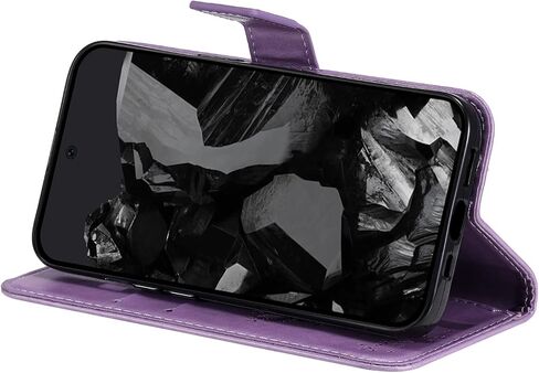 لـ Google Pixel 9 Pro XL Case Wallet للنساء ، زهور Pu Leather Tree Cat Slots Slots Strap Card Pocket Kickstand Flip Protection Phone Cover for Google Pixel 9 Pro XL Light Purple in Kuwait