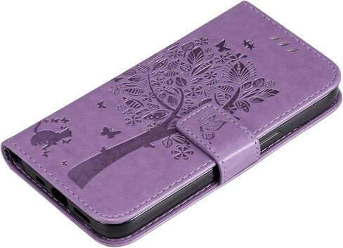 لـ Google Pixel 9 Pro XL Case Wallet للنساء ، زهور Pu Leather Tree Cat Slots Slots Strap Card Pocket Kickstand Flip Protection Phone Cover for Google Pixel 9 Pro XL Light Purple in Kuwait