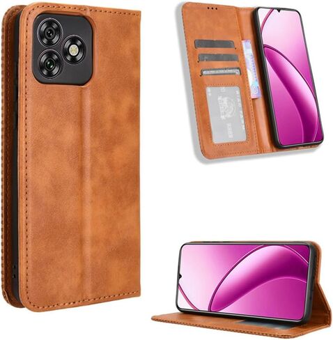 Ytaland for Oukitel C51 Case 6.8",with 2 x Tempered Glass Screen Protector. (3 in 1) PU Leather Flip Magnetic Wallet Case Stand Function Card Slot Shockproof Cover (Black) in Kuwait