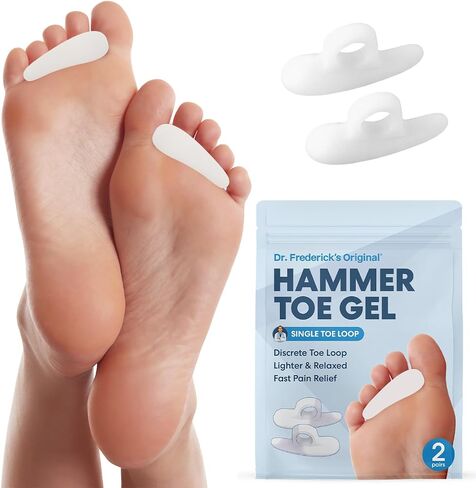 Dr. Frederick's Original Hammer Toe Gels - 2 Pairs - Hammertoe Support Crest for Women & Men - Cushion & Temporary Splint for Toe Alignment, Crooked Toes, and Pain Relief - Beige - 3 Loop Design in Kuwait