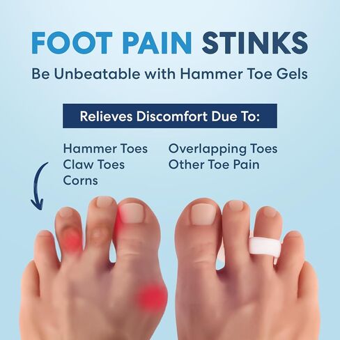 Dr. Frederick's Original Hammer Toe Gels - 2 Pairs - Hammertoe Support Crest for Women & Men - Cushion & Temporary Splint for Toe Alignment, Crooked Toes, and Pain Relief - Beige - 3 Loop Design in Kuwait
