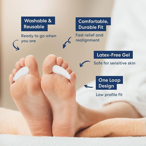 Dr. Frederick's Original Hammer Toe Gels - 2 Pairs - Hammertoe Support Crest for Women & Men - Cushion & Temporary Splint for Toe Alignment, Crooked Toes, and Pain Relief - Beige - 3 Loop Design in Kuwait