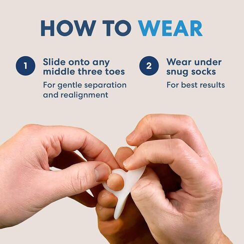 Dr. Frederick's Original Hammer Toe Gels - 2 Pairs - Hammertoe Support Crest for Women & Men - Cushion & Temporary Splint for Toe Alignment, Crooked Toes, and Pain Relief - Beige - 3 Loop Design in Kuwait