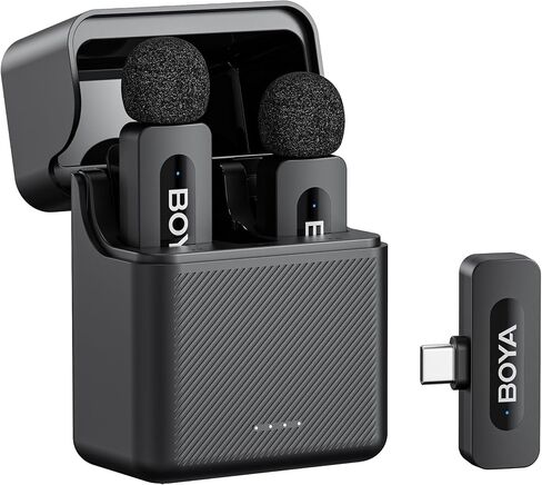 BOYA V3 Wireless Lavalier Microphone for iPhone with MFi Certified Lightning Port, 36H Battery Life with Charging Case, Noise Canceling Clip on Lapel Microphone Wireless Mini Mic for Video Recording in Kuwait