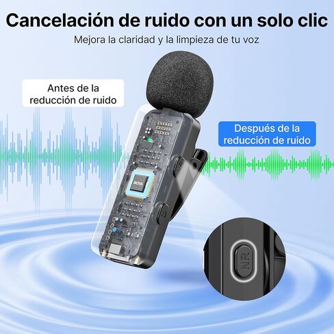 BOYA V3 Wireless Lavalier Microphone for iPhone with MFi Certified Lightning Port, 36H Battery Life with Charging Case, Noise Canceling Clip on Lapel Microphone Wireless Mini Mic for Video Recording in Kuwait