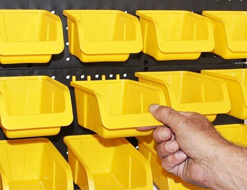WallPeg - Made in USA - Pegboard Organizer System, Peg board (PK-2-3-15) Kit with Pegboard Bins, Hooks, Peg Board, Pegboard Wall Storage System (3 Tracks- 15 Bins) in Kuwait