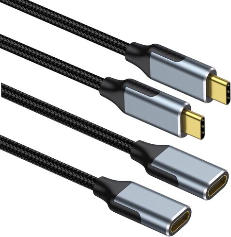 USB C Extension Cable 3.3Ft 2Pack, 10Gbps Data Transfer, 4K@60Hz Video, 100W Fast Charging, USB Type C 3.2 Gen2 Male to Female for iPhone 16 15 Pixel PSVR2 MacBook Air Pro/New iPad Dell XPS Surface in Saudi Arabia