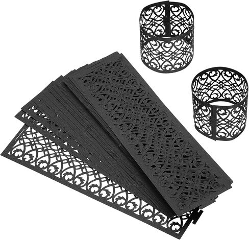 uxcell 150Pcs Napkin Rings Laser Cut Foil Paper, Napkin Holder Hollow Napkin Bands for Weddings Party Serviette Table Decoration Restaurant (Beige, 6.7 x 2) in Kuwait