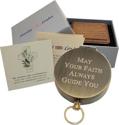 Engraved Brass Compass Gifts Personalized | Baptism Gift for Boys, Son, Grandson | Unique Idea for Graduation, Confirmation, Birthday | from Mom, Dad, Grandma, Grandpa in Saudi Arabia