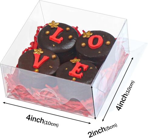 20pcs 4x4x2 Inch Bakery Boxes with Window Cookies Boxes Soap Box Chocolate Truffle boxes Macaron Boxes Gift Treat Boxes for Cake Browine pastries, Dount or gifts goodies Party Favor in Kuwait
