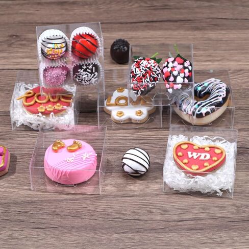 20pcs 4x4x2 Inch Bakery Boxes with Window Cookies Boxes Soap Box Chocolate Truffle boxes Macaron Boxes Gift Treat Boxes for Cake Browine pastries, Dount or gifts goodies Party Favor in Kuwait