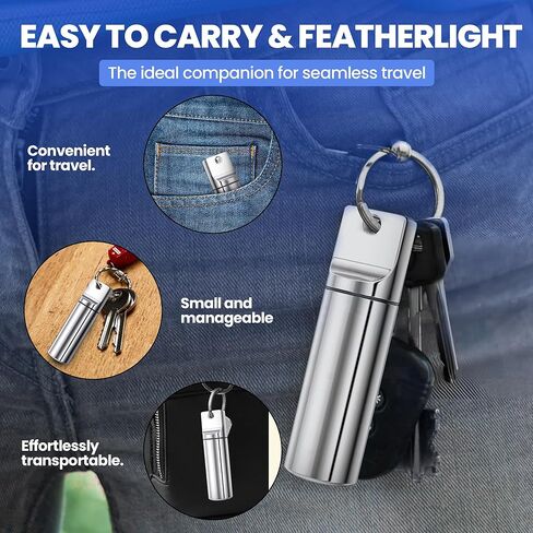 حامل حبوب منع الحمل في سلسلة مفاتيح (2 عبوة) - حاوية حبوب منع الحمل ذات السفر المقاومة للماء للأقراص والكبسولات - حالة حبوب منع الحمل متينة للسفر لمحفظة مصغرة حبوب منع الحمل in Kuwait