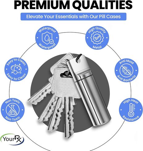 حامل حبوب منع الحمل في سلسلة مفاتيح (2 عبوة) - حاوية حبوب منع الحمل ذات السفر المقاومة للماء للأقراص والكبسولات - حالة حبوب منع الحمل متينة للسفر لمحفظة مصغرة حبوب منع الحمل in Kuwait