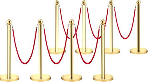 6pcs stanchion post post queue ، الحبال المخملية والوظائف مع قاعدة Soild Red Velvet Ropes الحبال والوظائف ، حاجز التحكم في الحشود العلوي ، مقسمات الخط للمسرح ، الحفلات ، الزفاف ، الذهب in Kuwait