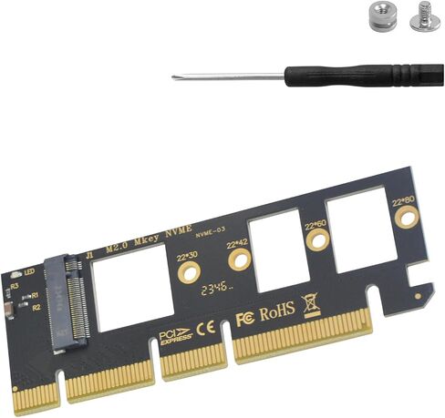 Poyiccot PCI-E M.2 NVMe Expansion Card, M.2 NVMe SSD to PCI-E 4.0 X1 Desktop SSD Adapter Card, M.2 NVMe to PCIe X1 Adapter Support 2230/2242/2260/2280 SSD of The M.2 NVME Protocol in Saudi Arabia