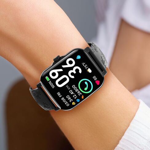 Floral engraved bands for Fitpolo IDW13, IDW16, IDW19 Smartwatch, 22mm Soft Silicone Straps for Woneligo W13/ENOMIR/TOOBUR Smartwatch Bands for Women Men in Saudi Arabia