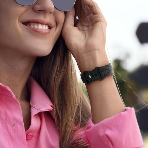 Floral engraved bands for Fitpolo IDW13, IDW16, IDW19 Smartwatch, 22mm Soft Silicone Straps for Woneligo W13/ENOMIR/TOOBUR Smartwatch Bands for Women Men in Saudi Arabia