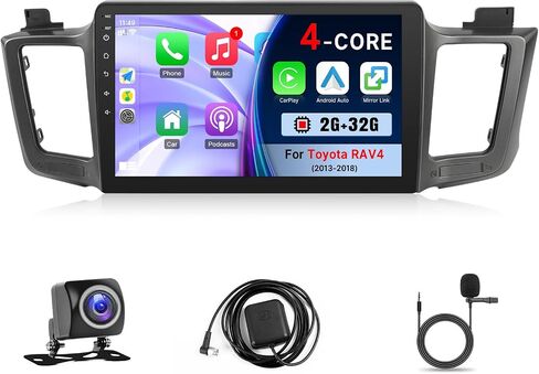 Car Radio Stereo for Toyota RAV4 2013-2018 with Wireless Carplay Android Auto, 2+32GB 10.1-inch IPS Touchscreen Head Unit Radio Replacement with GPS Navigation Bluetooth WiFi FM Rear Camera in Saudi Arabia